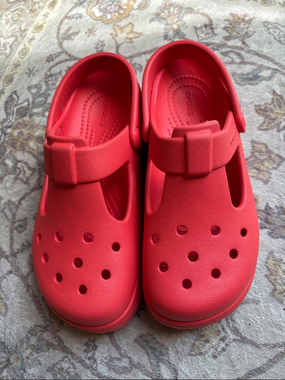CROCS Kids' Red Mary Jane-Style Clogs